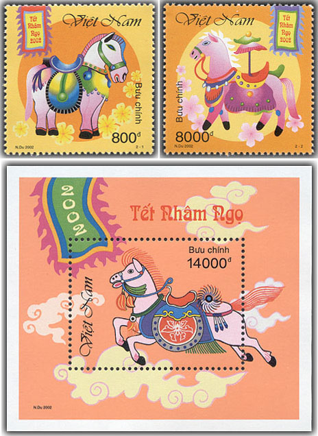 Bộ tem ch&agrave;o mừng Tết Nh&acirc;m Ngọ (2002).
