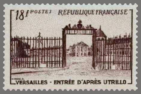 Name:  timbre france 1952 - 0939 - Grille d entree du chateau de Versailles d apres Utrillo.jpg
Views: 456
Size:  28.3 KB