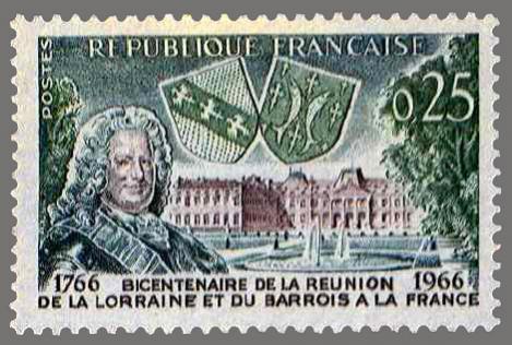 Name:  timbre france 1966 - 1483 - Portrait de Stanislas Leczinski et chateau de Luneville et armoiries.jpg
Views: 425
Size:  39.7 KB