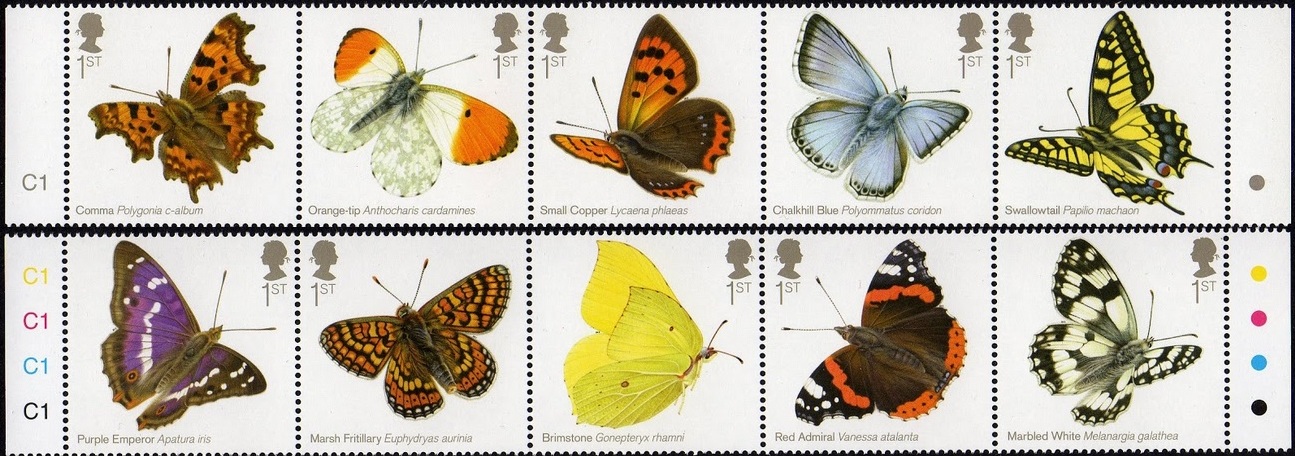 Bộ tem bướm Anh phát hành năm 2013